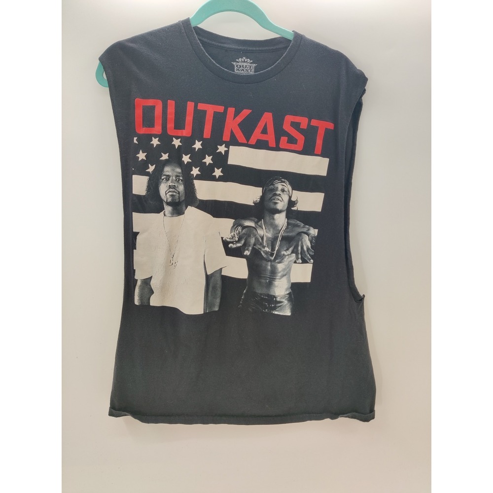 Outkast Graphic Muscle Tee Black Andre 3000 Big Boi Flag Mens Large L Sleeveless